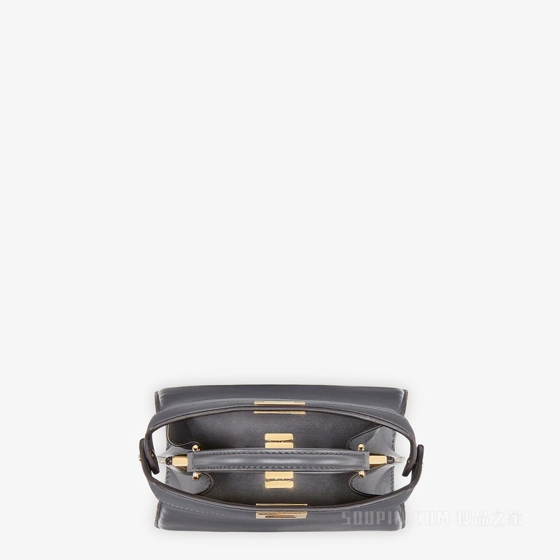 Peekaboo ISeeU Petite 深灰色带夹层纳帕皮革手袋