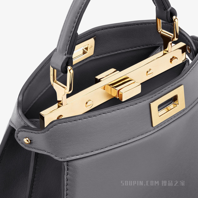 Peekaboo ISeeU Petite 深灰色带夹层纳帕皮革手袋