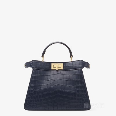 Peekaboo ISeeU小号手袋 深蓝色鳄鱼皮手袋