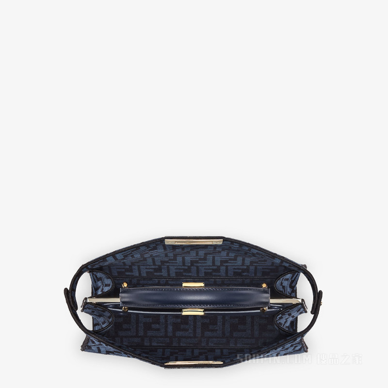 Peekaboo ISeeU中号手袋 深蓝色FF织锦布料手袋