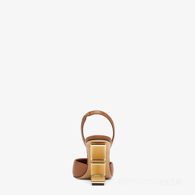 Fendi First 棕色皮革高跟露跟鞋