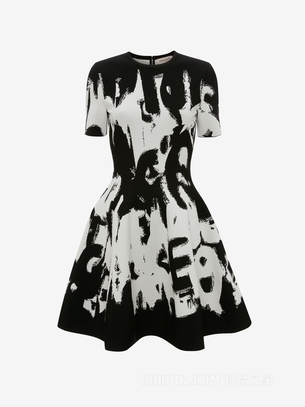 McQueen Graffiti提花迷你连身裙