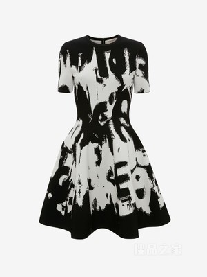 McQueen Graffiti提花迷你连身裙