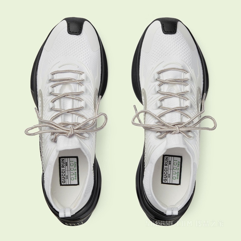 Gucci Run系列男士运动鞋 白色织物