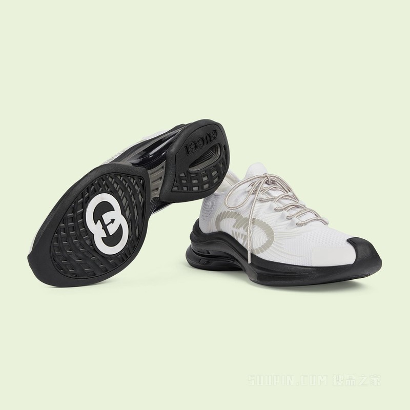 Gucci Run系列男士运动鞋 白色织物