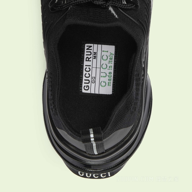 Gucci Run系列男士运动鞋 黑色织物