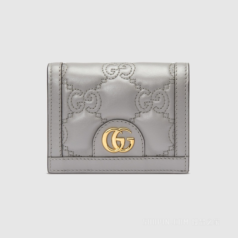 GG Matelassé卡包 灰色皮革