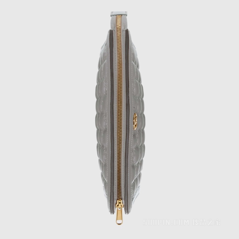 GG Matelassé手拿包 灰色皮革