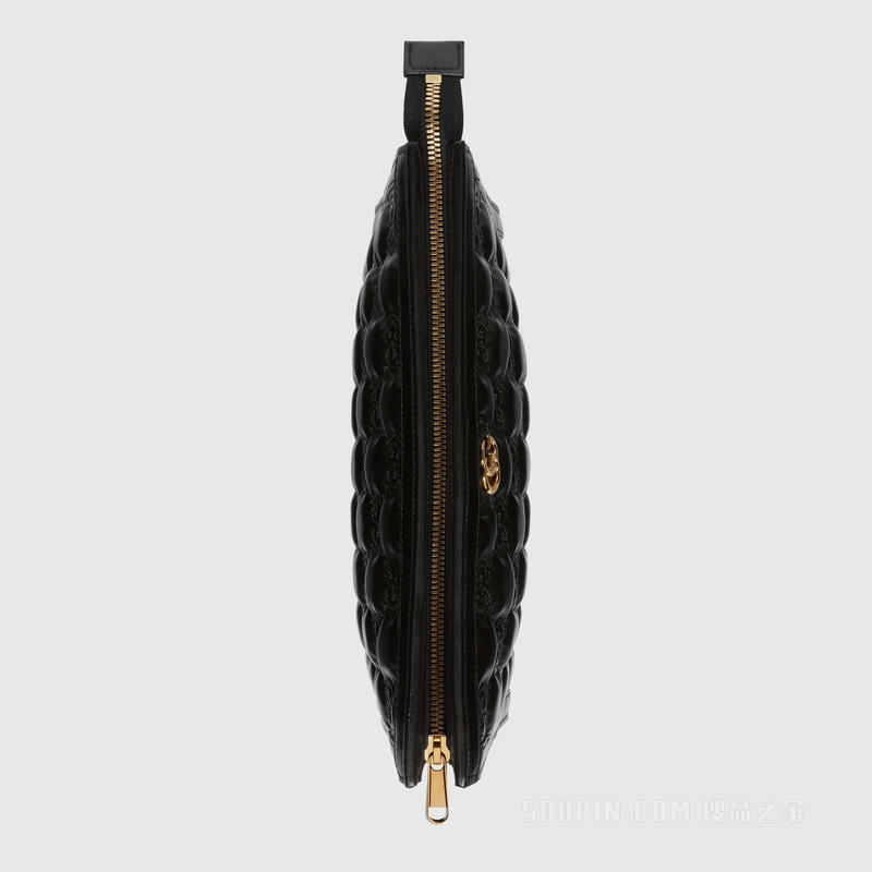 GG Matelassé手拿包 黑色皮革