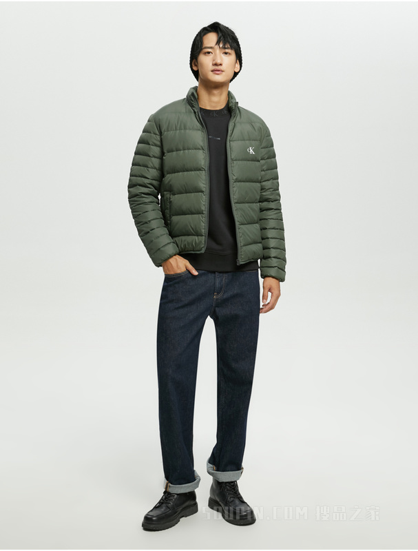 Calvin Klein 22早秋新款男士时尚印花立领鸭绒绗缝保暖羽绒服J322553