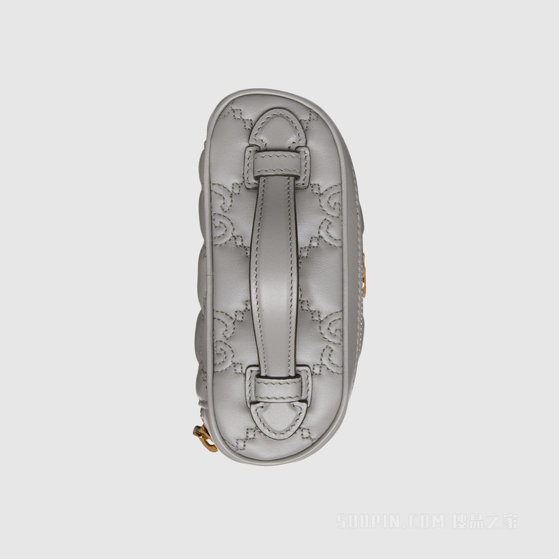 GG Matelassé迷你手提包 灰色皮革