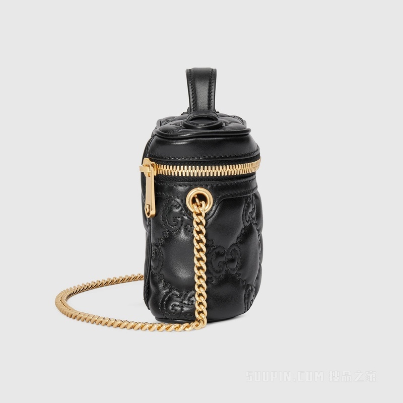 GG Matelassé迷你手提包 黑色皮革