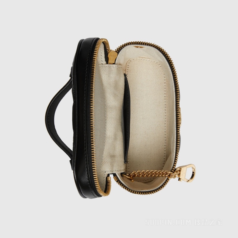 GG Matelassé迷你手提包 黑色皮革