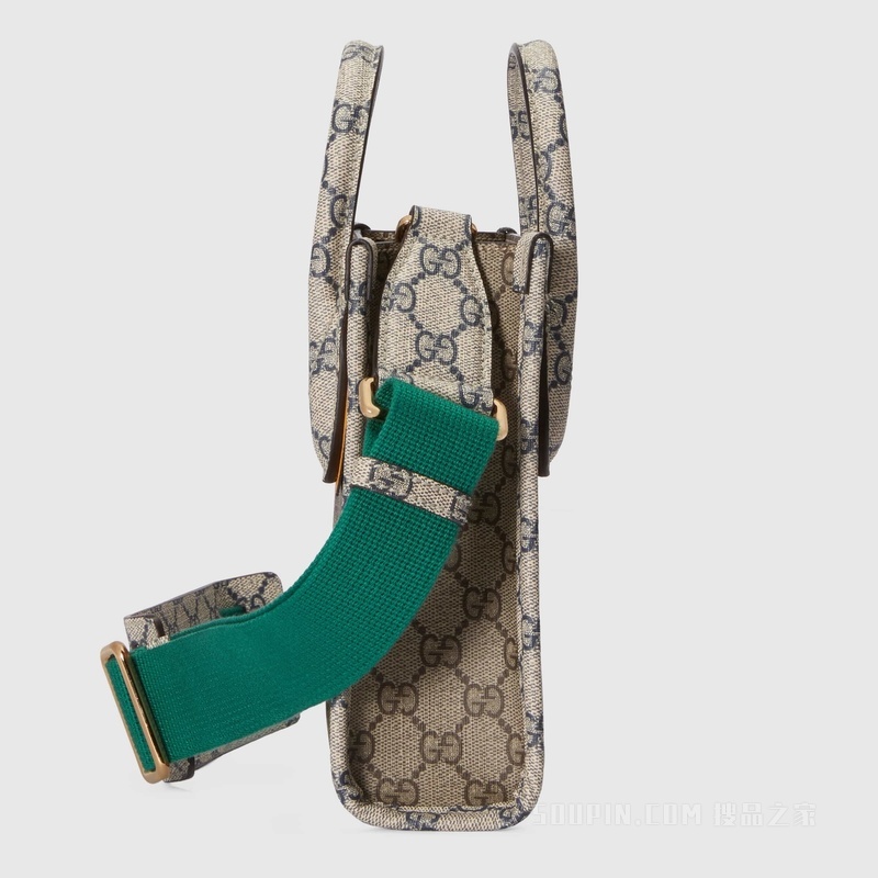 Exquisite Gucci迷你托特包 米色和乌木色Supreme帆布