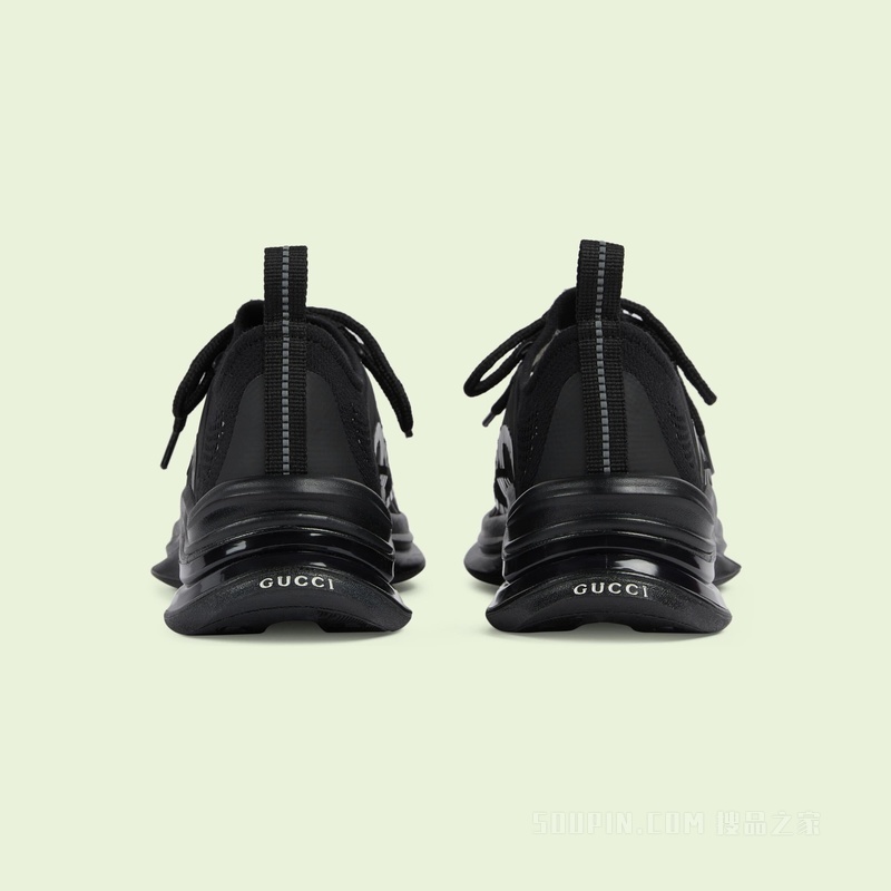 Gucci Run系列女士运动鞋 黑色织物