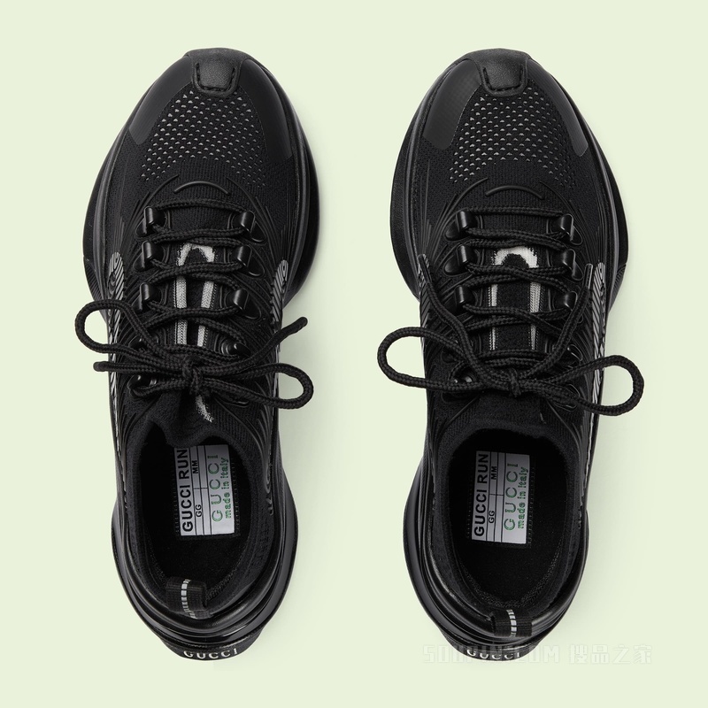 Gucci Run系列女士运动鞋 黑色织物