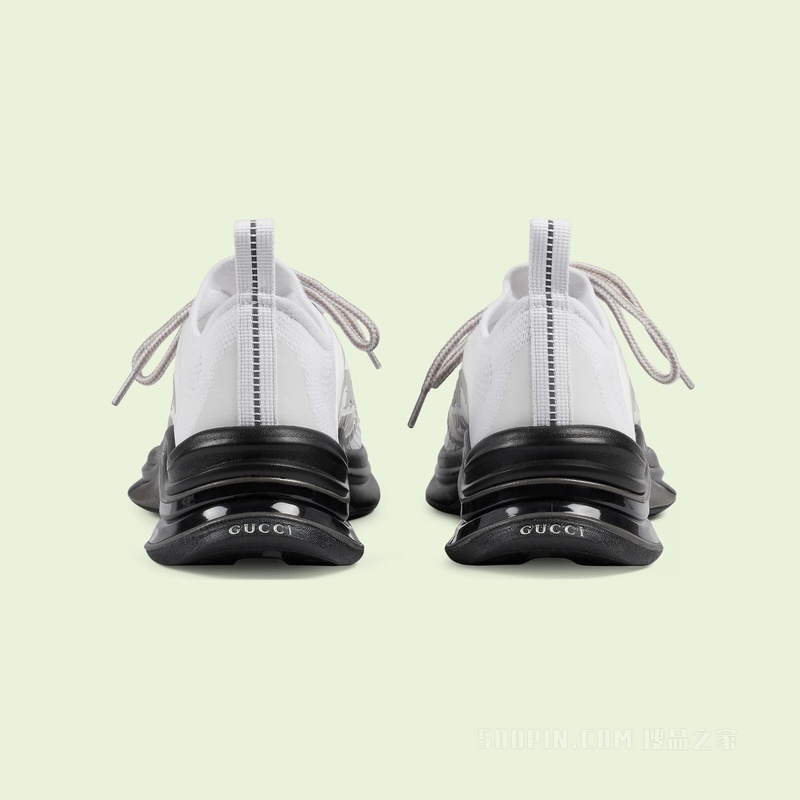 Gucci Run系列女士运动鞋 白色织物