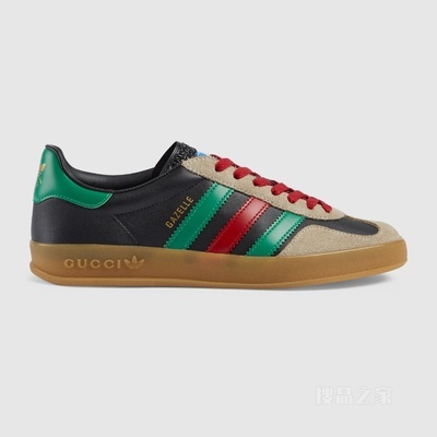 adidas x Gucci联名系列女士Gazelle运动鞋 黑色皮革