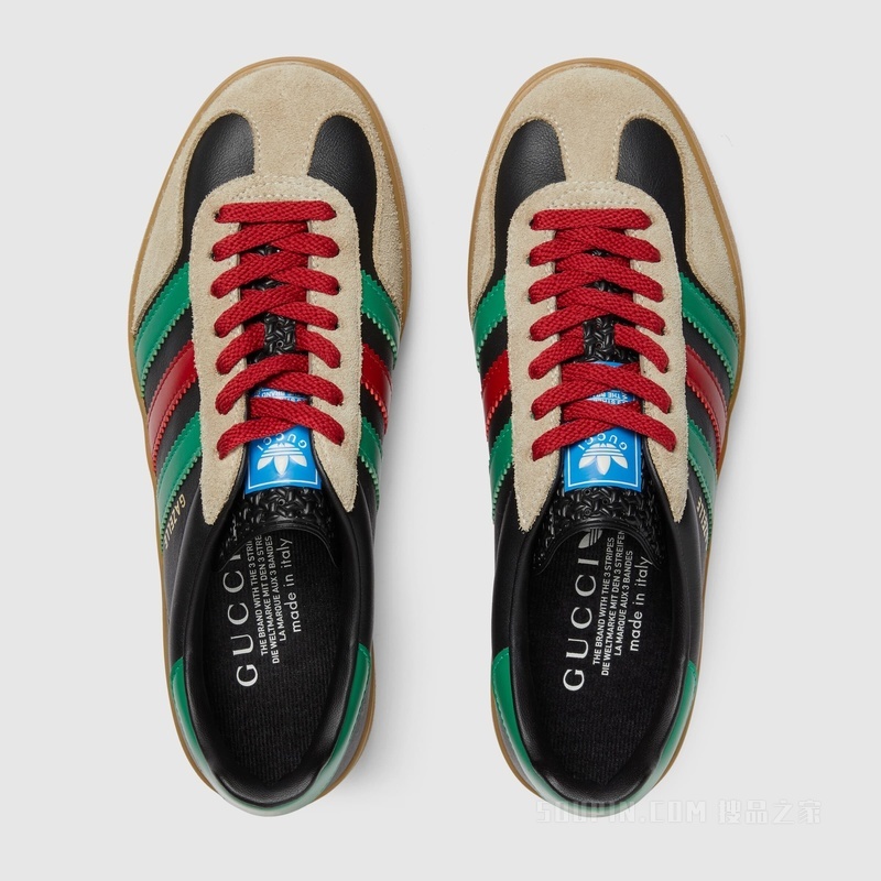 adidas x Gucci联名系列女士Gazelle运动鞋 黑色皮革
