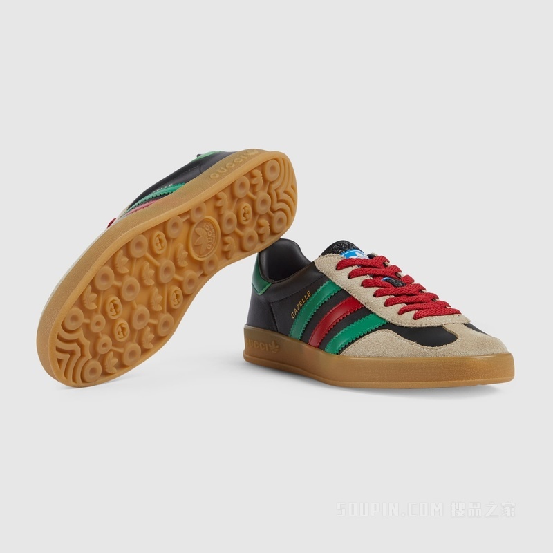 adidas x Gucci联名系列女士Gazelle运动鞋 黑色皮革