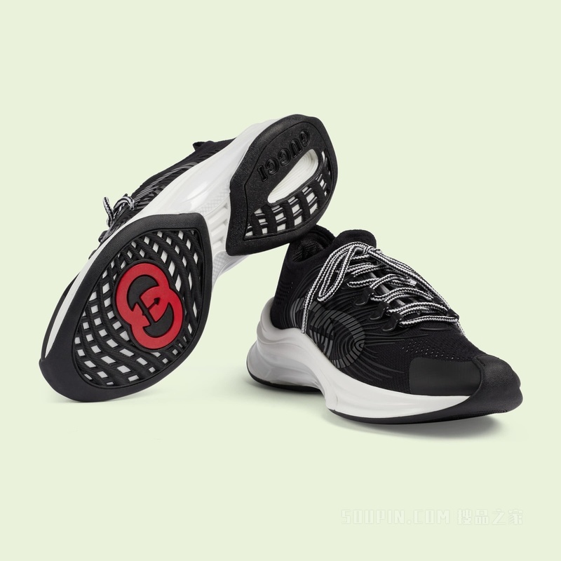Gucci Run系列女士运动鞋 黑色织物