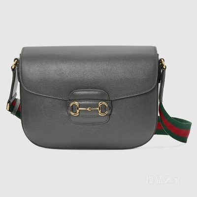 Gucci Horsebit 1955系列肩背包 灰色皮革