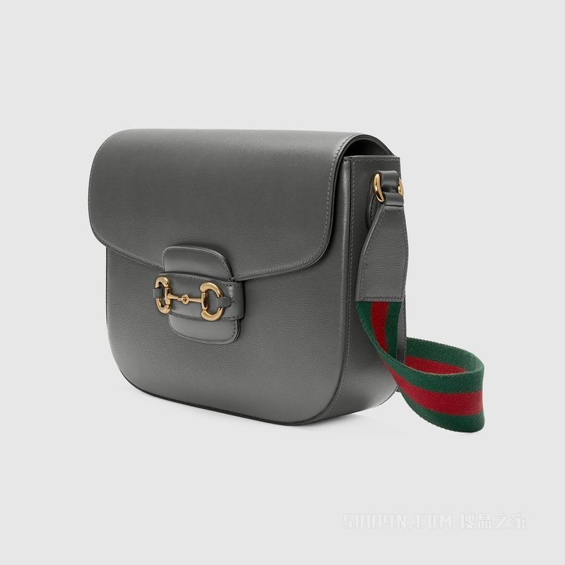 Gucci Horsebit 1955系列肩背包 灰色皮革