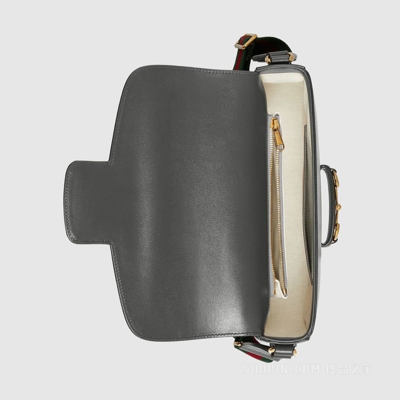 Gucci Horsebit 1955系列肩背包 灰色皮革