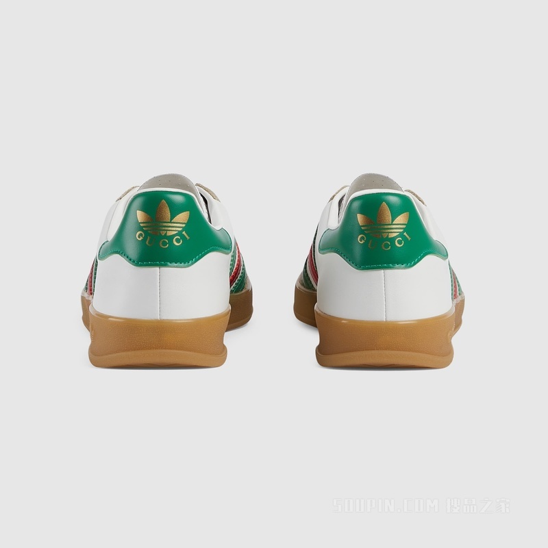 adidas x Gucci联名系列男士Gazelle运动鞋 白色皮革