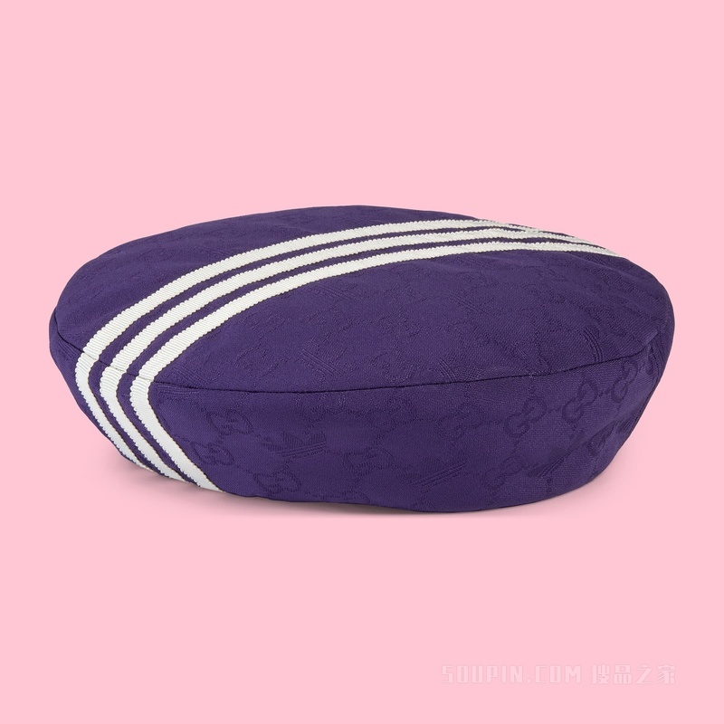 adidas x Gucci联名系列GG Trefoil贝雷帽 深紫色