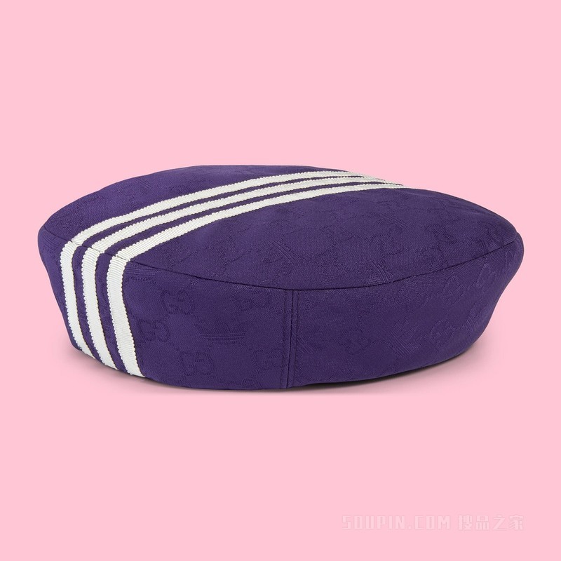 adidas x Gucci联名系列GG Trefoil贝雷帽 深紫色