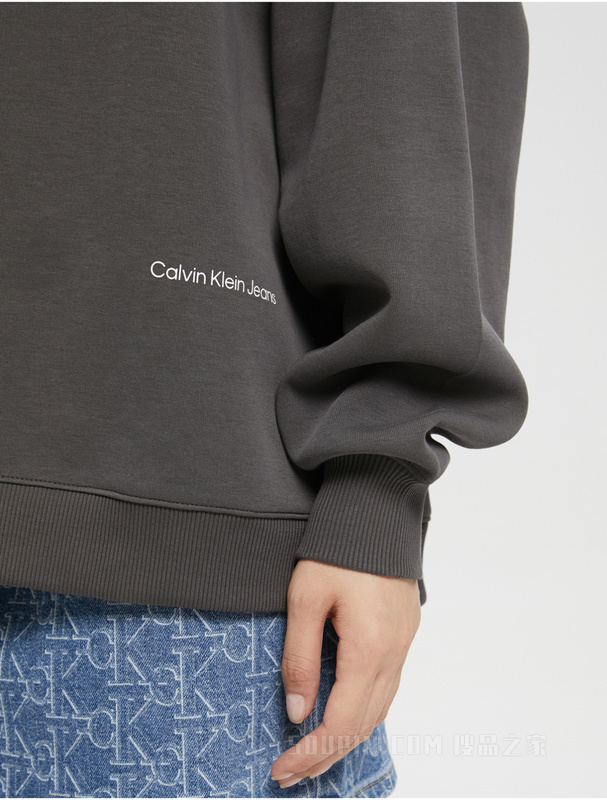 Calvin Klein 22秋冬女士时尚醒目标语印花圆领宽松套头卫衣J219770