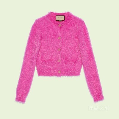 拉绒羊毛针织开衫 粉色
