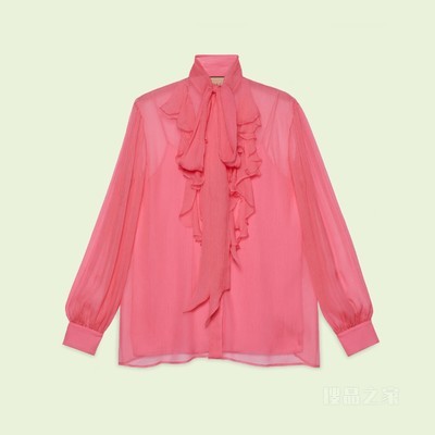 褶裥真丝衬衫 粉色
