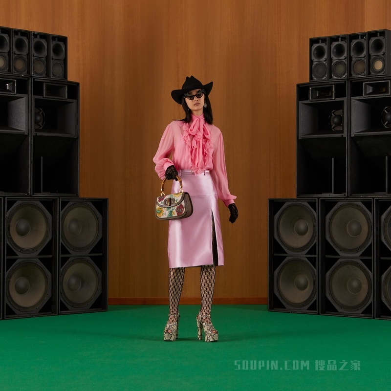 褶裥真丝衬衫 粉色