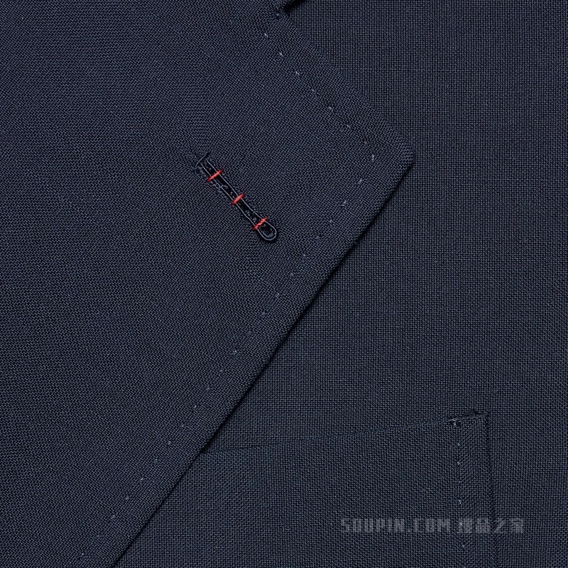 毛棉混纺马海毛正装夹克 深蓝色