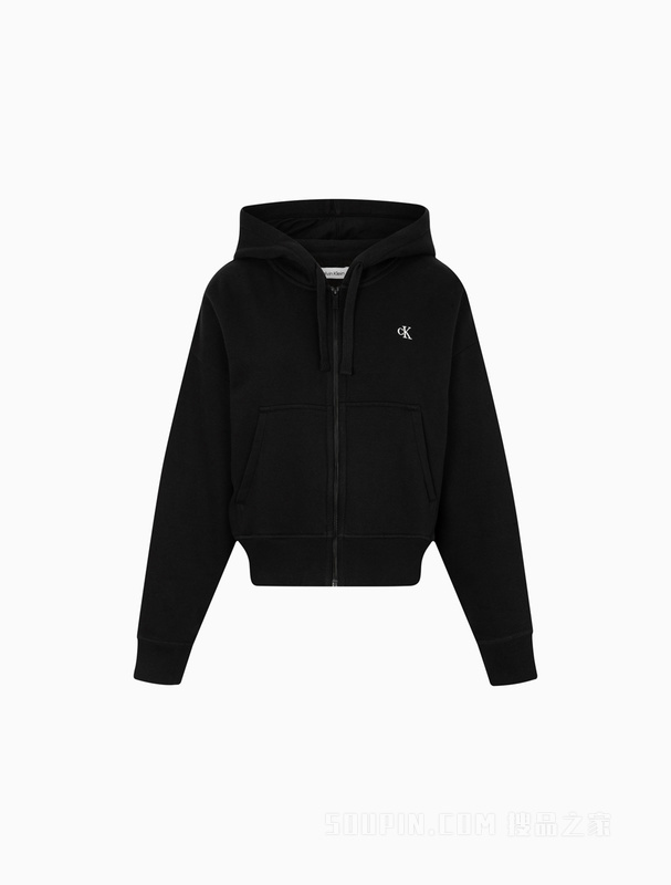 【简约系列】Calvin Klein 22秋冬男女情侣中性拉链加绒卫衣40WH104