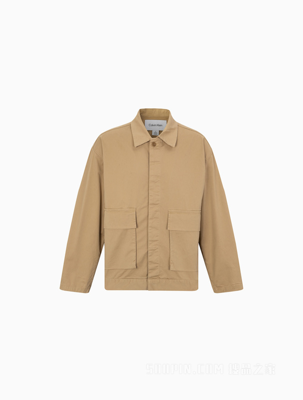 【简约系列】Calvin Klein 22秋冬男女情侣中性工装风翻领夹克40JM513