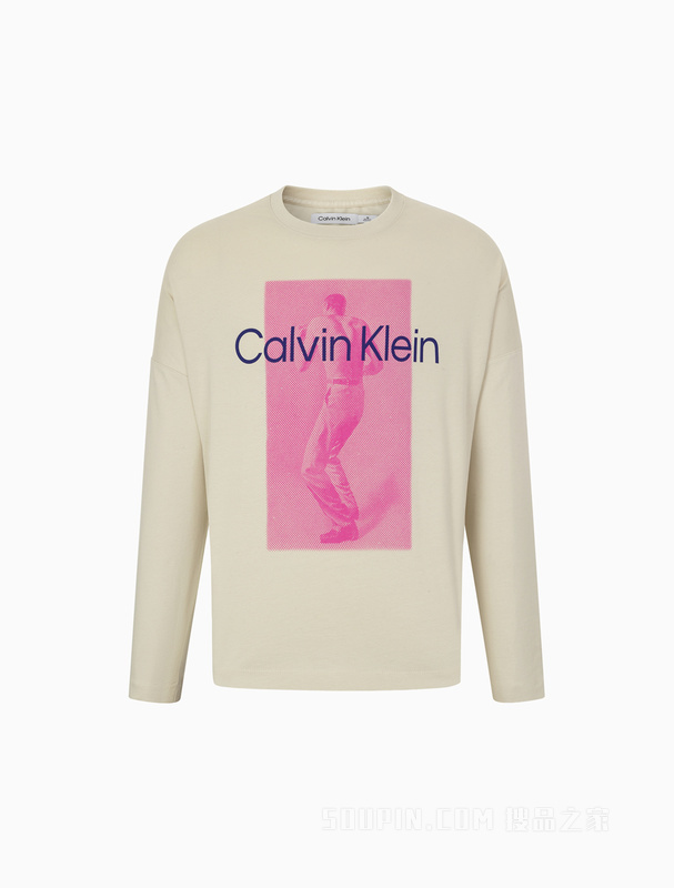 【简约系列】Calvin Klein 22秋冬男女情侣中性圆领宽松长袖T恤40714ST