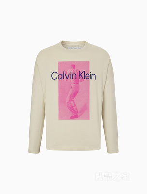 【简约系列】Calvin Klein 22秋冬男女情侣中性圆领宽松长袖T恤40714ST