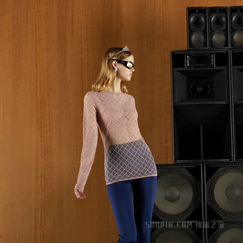 GG星星薄纱上衣 米色