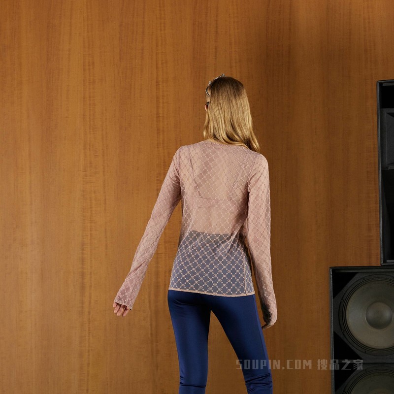 GG星星薄纱上衣 米色