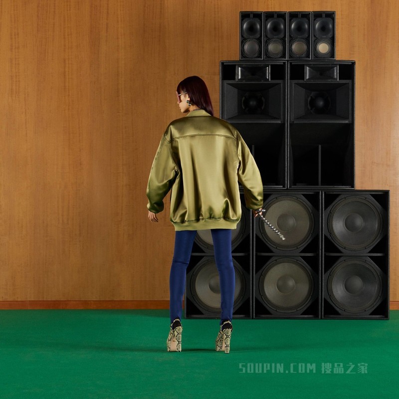 双面丝缎夹克 橄榄绿