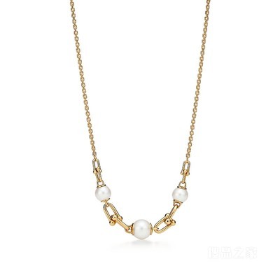 Tiffany HardWear 系列 18K 黄金镶嵌淡水珍珠链环项链