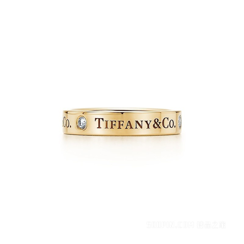 Tiffany & Co.® 系列 18K 黄金镶钻戒指，4 毫米。
