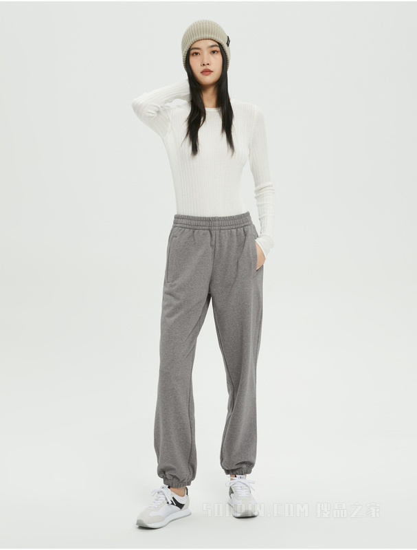 【JENNIE同款】Calvin Klein 22秋冬女纯棉抽绳束脚刺绣休闲裤40WH107