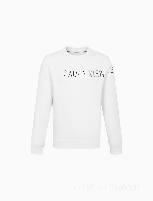 Calvin Klein 22秋冬新款男士休闲圆领撞色LOGO加绒套头卫衣ZM02084