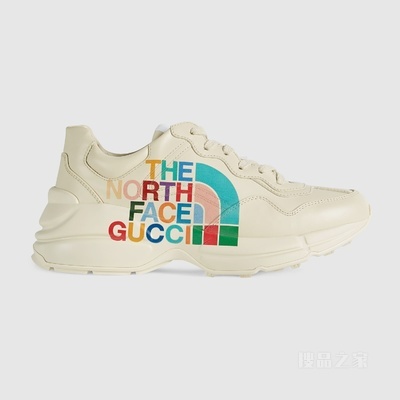 The North Face x Gucci联名系列Rhyton女士运动鞋 象牙白色皮革