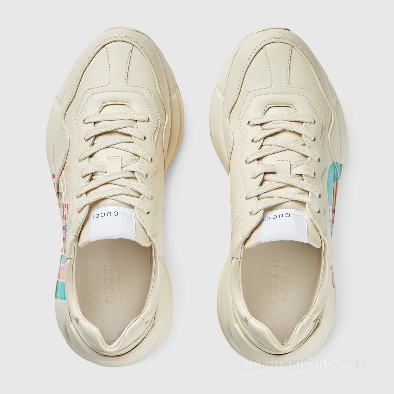 The North Face x Gucci联名系列Rhyton女士运动鞋 象牙白色皮革