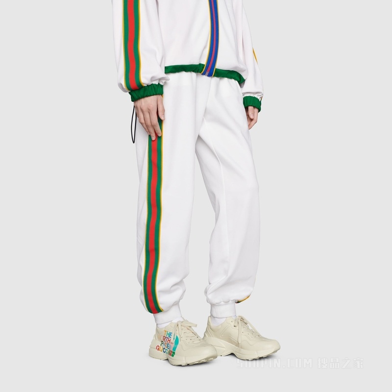 The North Face x Gucci联名系列Rhyton女士运动鞋 象牙白色皮革